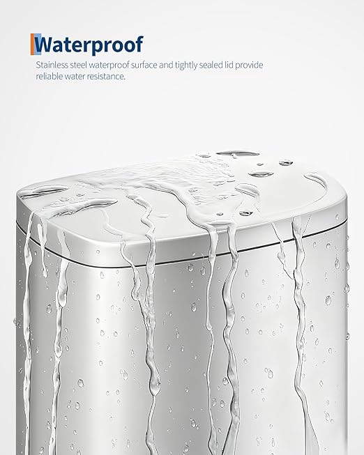 Garvee 13 Gallon / 50 Liter Stainless Steel Kitchen Trash Can with Lid, Large Rustproof Garbage Can for Kitchen, Step-on Metal Trash Bin with Inner Bucket, Rear Handle, Soft Close Lid, Silver
