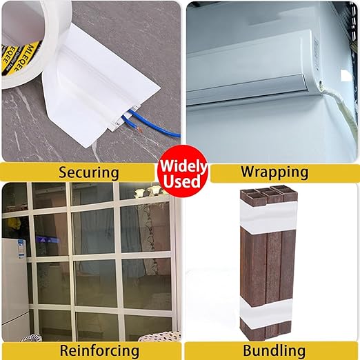 3Pack Duct Tape Heavy Duty Single Sided, Strong Adhesive High Strength, Waterproof Mesh Tape for Indoor Outdoor Repairing Sealing Bonding, Easy Use Hand Tearable, 1.57 Inch x 33 Feet, White