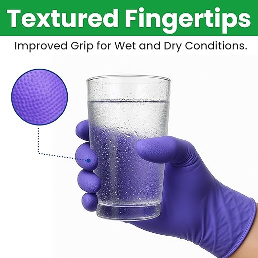 SafeWay Nitrile Disposable Gloves — Multi-Purpose Powder-Free, Non-Latex, Medical Use, and Textured Fingertips for Food Prep, Cleaning, Tattoo, Nursing, Lab, Examination, & More — (1000 pcs, X-Large)