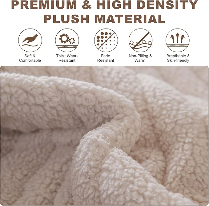 OTOB Couch Covers for Sofa Pet Friendly, Washable & Non Slip Fuzzy Dog Couch Cover Sofa Slipcovers Love Seat, Soft Plush Cozy Furniture Protector Cushion Mat, All Seasons (Beige, 27.6" x 59.1")