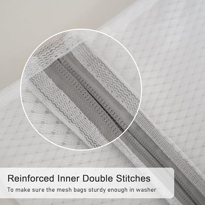 Polecasa 3Pcs 12 x 16 Inches Extra Durable 125g Diamond Mesh Laundry Bags with Sturdy Zipper for Delicates, Protect Clothes in Washing Machine, Laundry Room Essentials for College, Dorm (3 Medium)