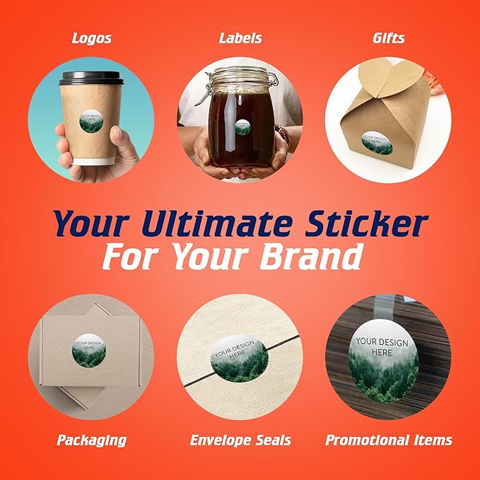100 Custom Vinyl Stickers - Upload Your own Image, Text, Design, Logo - Personalized Logo Labels for Handmade, Packaging, Bottle, Jars, Candle, Brand Stickers (Foggy Valley, 1x1)