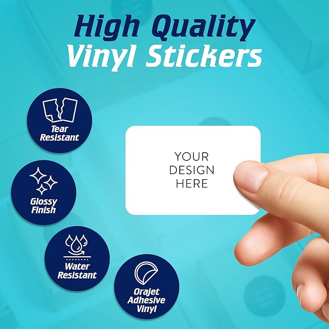 5-1000 Custom Vinyl Stickers - Upload Your own Image, Text, Design, Logo - Personalized Logo Labels for Handmade, Packaging, Bottle, Jars, Candle, Brand Stickers (White, 4x2)