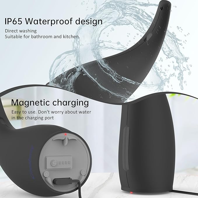 Adjustable Automatic Soap Dispenser Touchless, 4 Adjustable Levels Touchless Sensor Liquid Soap Pump Dispenser，300ml Rechargeable Magnetic Charging Hand Soap Dispenser for Kitchen，Bathroom