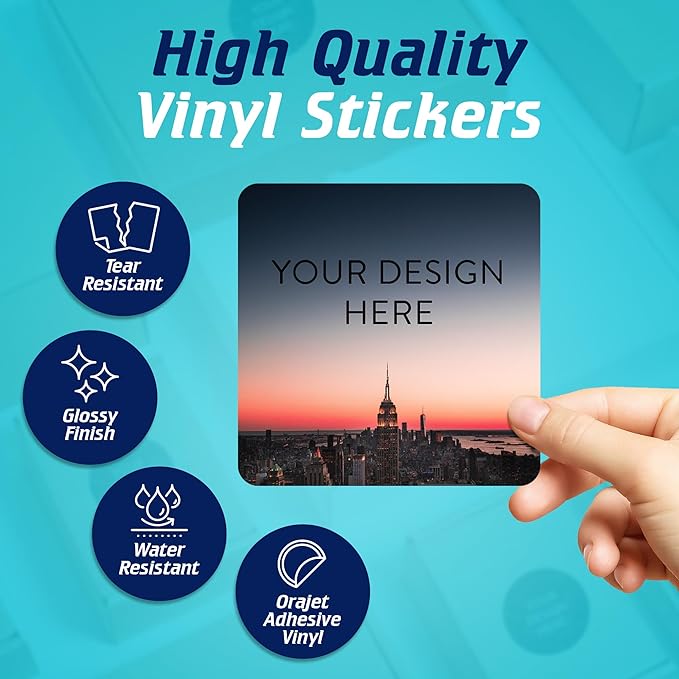 100 Custom Vinyl Stickers - Upload Your own Image, Text, Design, Logo - Personalized Logo Labels for Handmade, Packaging, Bottle, Jars, Candle, Brand Stickers (City, 4x4 Square)