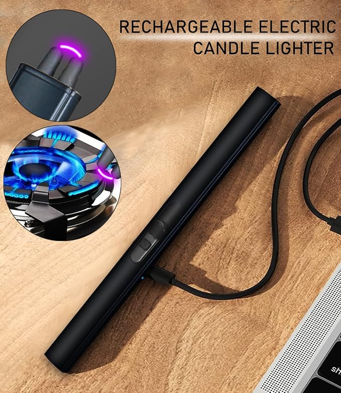 4IN1 Candle Accessory Set, Rechargeable Candle Lighter, Candle Wick Trimmer Cutter, Candle Snuffer & Candle Wick Dipper for Candle Lover Aromatherapy Gift, Stainless Steel Candle Care Kit