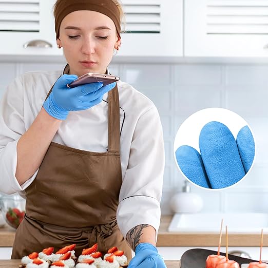 Disposable Nitrile Exam Gloves, Blue, Nitrile Gloves Disposable Latex Free, Medical Gloves, Cleaning Gloves, Food-Safe Rubber Gloves, Powder Free, Non-Sterile, 100-ct Box (Medium)