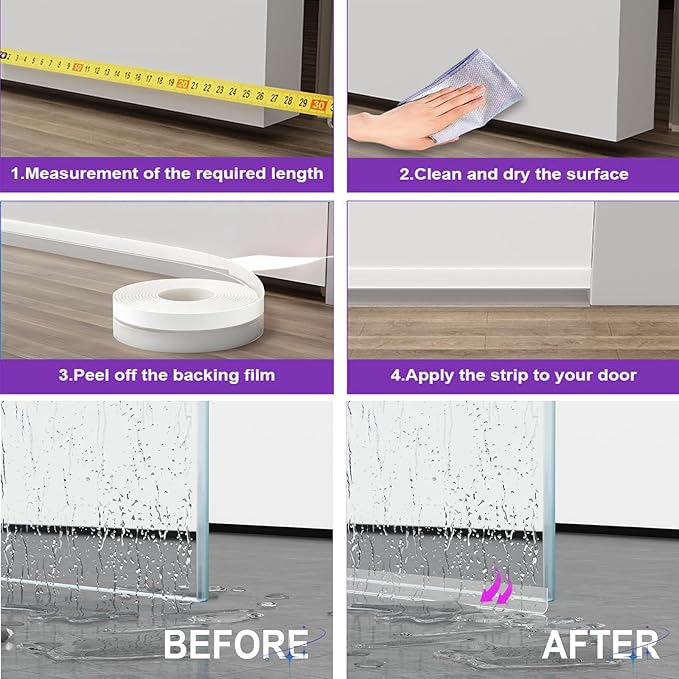 Weather Stripping Door Seal Strip for Gaps, Silicone Draft Stopper Adhesive Tape for Sliding Doors, Windows, Shower Glass, Soundproof Seal for Home Insulation, 32.8ft Roll Grey