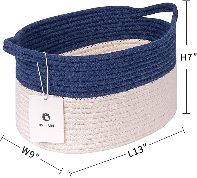 Medium and Large Woven Basket//With Handle, Used for Toys and Fabric Storage Basket used for Storing xl Storage Box, Decorative Storage Box Room 2pack (Blue, L13×W9×H7)