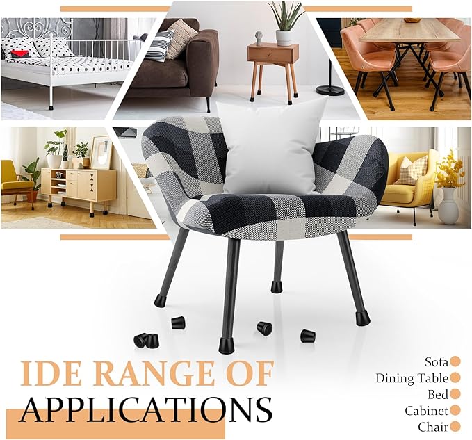 1/2" Round Rubber Chair Leg Tips Caps, 8 Pack Extra Small Chair Leg Floor Protectors Small Furniture Legs Caps Non Slip Reduce Noise for Hardwood Floors (Black, Fit: 12mm to 13mm)