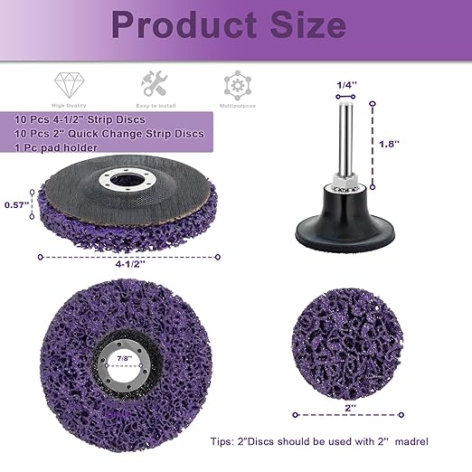 21 Pack Paint Strip Discs for Angle Grinder, 4-1/2'' x 7/8'' & 2" Rust Remover Wheel, Comprehensive Paint Stripper Disc Kit for Cleaning and Removing Paint, Welds, Oxidation