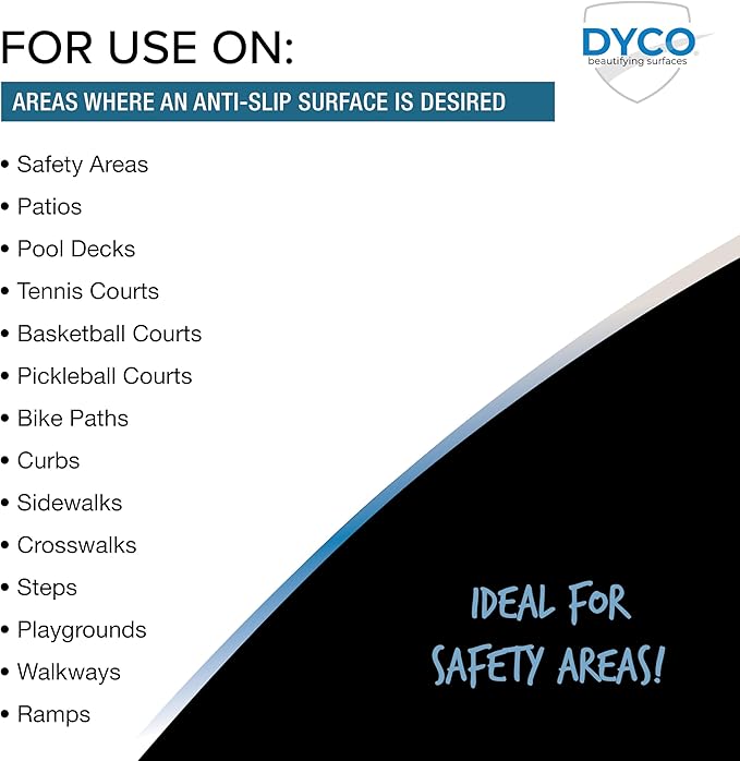 DYCO Court & Floor Anti-Slip Coating - Slip-Resistant Pavement, Cement & Concrete Paint for Pickleball, Tennis & Basketball Courts, Exceeds ADA Standards for Safety Areas (Ash Gray, 1 Gallon)