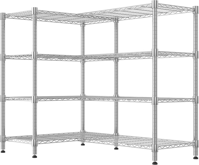 Himimi 4-Tier Adjustable Metal Shelving - 1600LBS Capacity, Heavy Duty Wire Organizer for Pantry, Kitchen, Garage, Laundry, 72" W x 18" D x 60" H, Silver