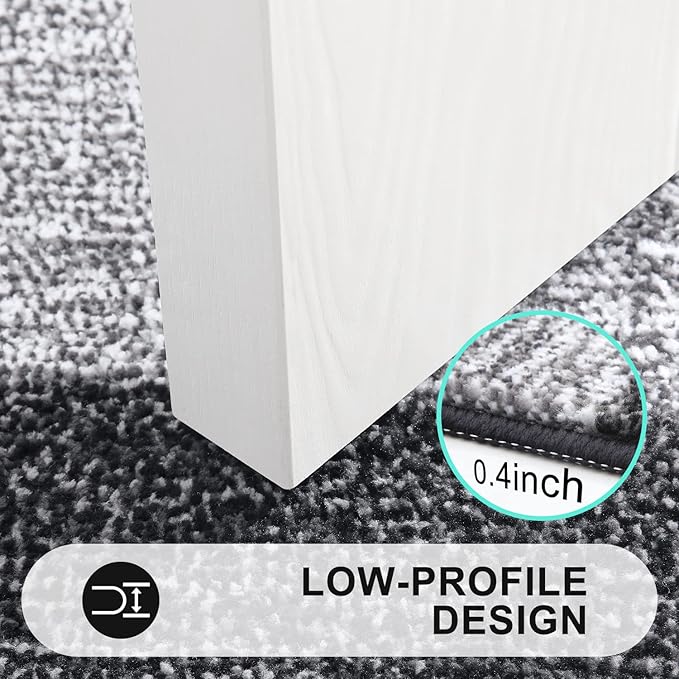 Kitinjoy Indoor Outdoor Door Mat, 24x16 Non-Slip Absorbent Dirt Trapper, Low-Profile Washable Inside Entrance Front Floor Mat, Sturdy Soft Entry Doormats for Entryway, Black