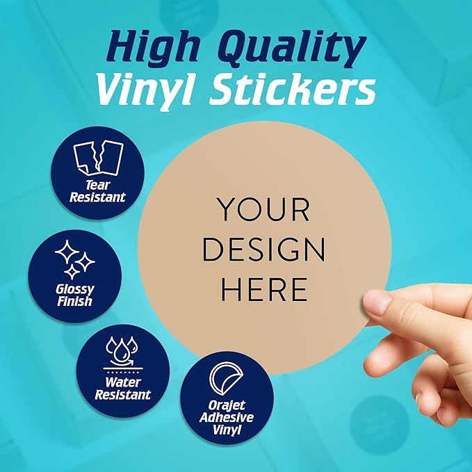 100 Custom Vinyl Stickers - Upload Your own Image, Text, Design, Logo - Personalized Logo Labels for Handmade, Packaging, Bottle, Jars, Candle, Brand Stickers (Brown, 6x6)