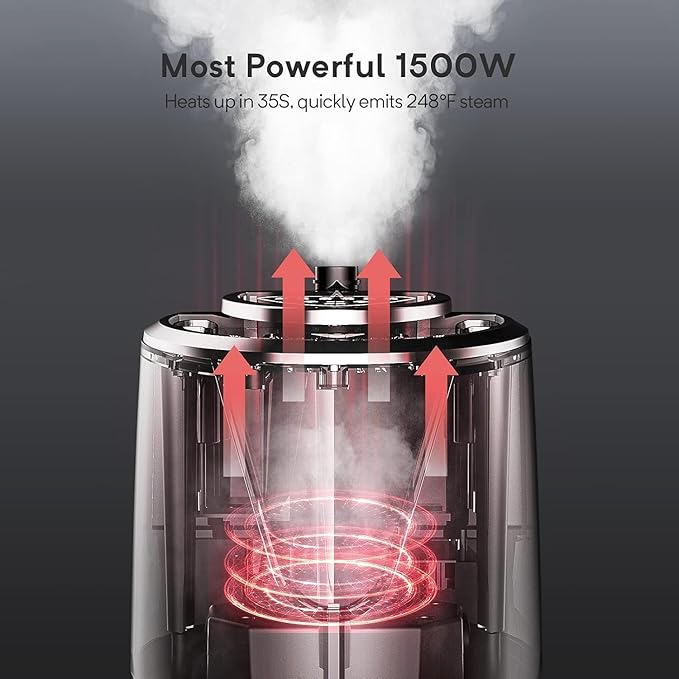 Steamer for Clothes, 1500W Standing Garment Steamer with 35s Fast Heating, 2.5L Water Tank for 1.5H Steaming, Adjustable Height Stand with Clothes Hanger, Professional Wrinkle Removal