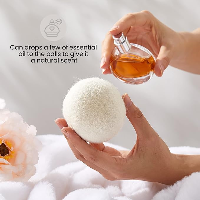 26 Pieces Wool Dryer Balls Set 24 XL Reusable Wool Balls with 2 Muslin Bags Anti Static Dryer Balls Natural Fabric Softener Wool Ball for Clothes Laundry Anti Wrinkle Saving Energy and Drying Time