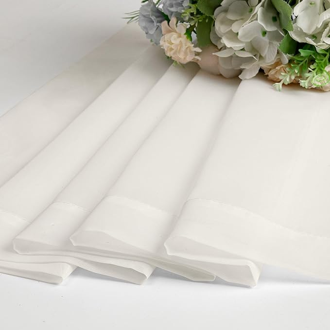 Chyhomenyc Sheer Curtains Tiers 2 Pieces Set, Light Filtering Small Curtains 24 in Length, Short Bathroom Living Room Cafe Basement Voile Window Curtains, Rod Pocket, 42W x 24L Inches, Ivory