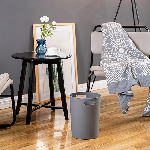 4 Pack Small Trash Can for Bathroom - 3 Gallon/12-Liter Wastebasket, Round Plastic Garbage Container Bin for Bedroom Office Grey.