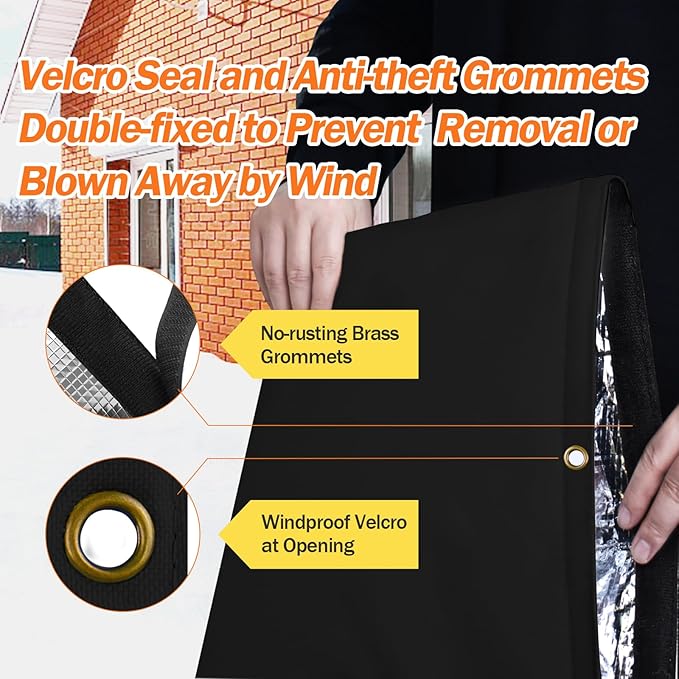 Backflow Preventer Pipe Insulation Cover (5°F) - Irrigation Sprinkler Valve Insulated Pouch - Water Well Pump Cover - Sturdy 5 Layers for Winter Freeze Protection, 30" W x 24" H, Black