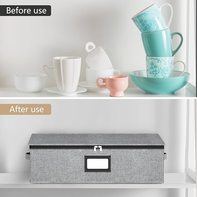 homyfort China Storage Containers (2 Pack Mug Storage Box, Grey)