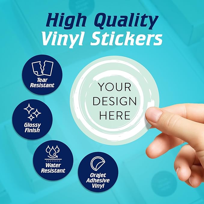 100 Custom Vinyl Stickers - Upload Your own Image, Text, Design, Logo - Personalized Logo Labels for Handmade, Packaging, Bottle, Jars, Candle, Brand Stickers (Mint, 3x3)