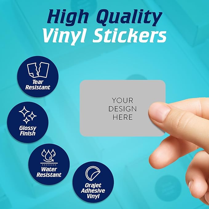 100 Custom Vinyl Stickers - Upload Your own Image, Text, Design, Logo - Personalized Logo Labels for Handmade, Packaging, Bottle, Jars, Candle, Brand Stickers (Gray, 4x2)