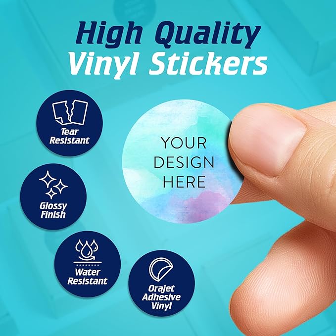 100 Custom Vinyl Stickers - Upload Your own Image, Text, Design, Logo - Personalized Logo Labels for Handmade, Packaging, Bottle, Jars, Candle, Brand Stickers (Sky Blue, 1x1)
