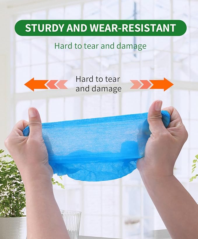 100Pcs(50 Pairs) Non-Woven Shoe Covers Disposable Non Slip for Indoors, Breathable | Durable | Boot Covers, Fits Up to Size 13 US Men (Blue)