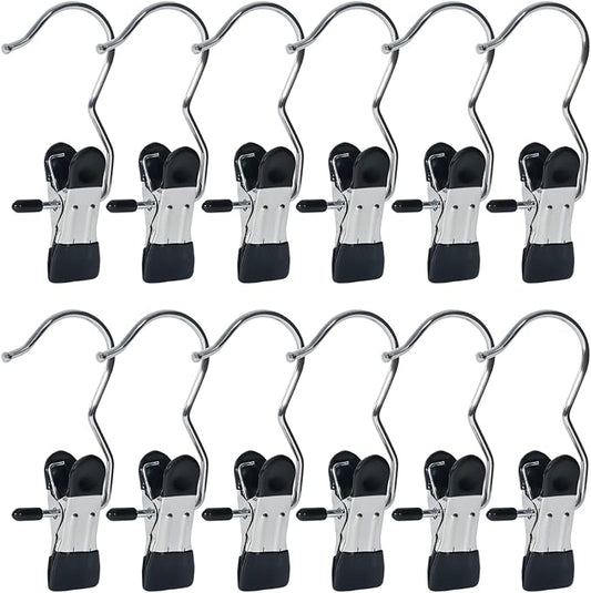 15/30/50Pcs Upgrade Double Head Clamp Dipped Clothespin for Laundry Hooks with Clips, Boot Holder, Hanging Clips, Portable Multifunctional Hangers Single Clip Space Saving for Jeans, Hats (50, Black)