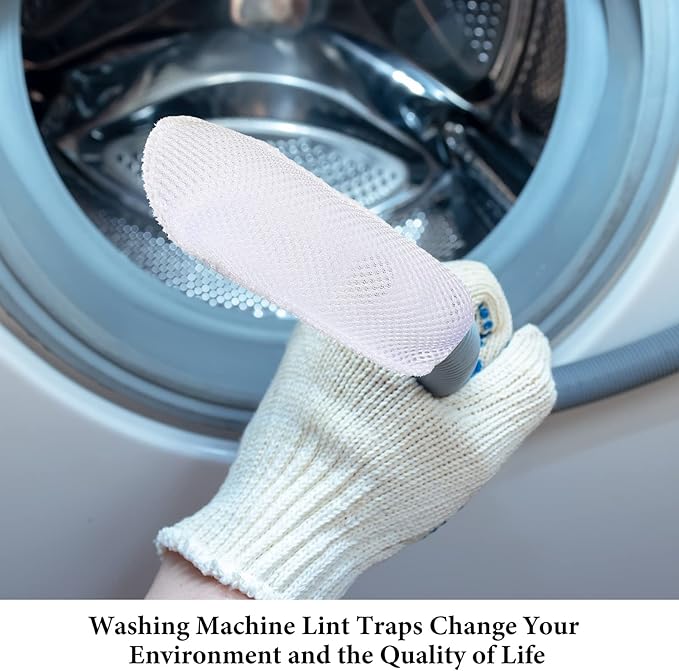 LEIFIDE 10 Pieces Lint Traps for Washing Machine Hose and Cable Ties Set Laundry Lint Catcher Nylon Mesh Trap for Washer Hose Fits Most Washing Machines, White