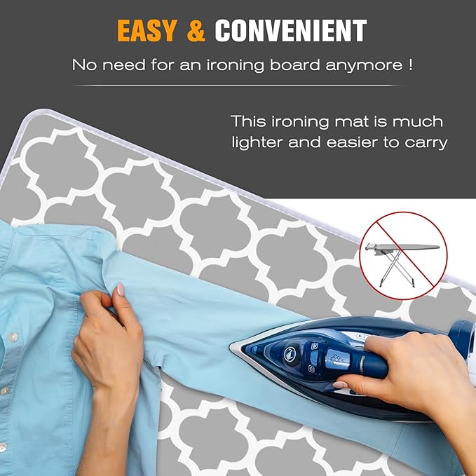 Ironing Mat, Portable Ironing Pad, 28 x 24 inch Ironing Mat for Table Top of Washer, Dryer, Table Top, Countertop, Silincoe Coating and Scorch Resistant