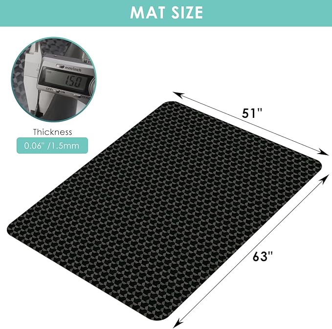 Vicwe Office Chair Mat for Hardwood Floor, 63" x 51" Large Office Chair Mat, Gaming Chair Mat for Hardwood, Easy Glide for Chairs, Multi-Purpose Floor Protector Desk Chair Mat for Home Office