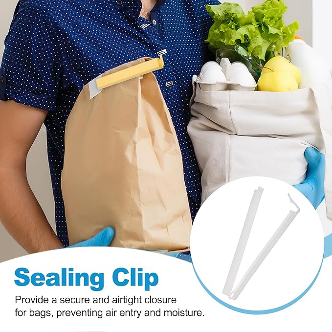 PATIKIL Sealing Clips 4.3 Inch, 10 Pack Reusable Plastic Bag Clip Clamp Sealer for Food Storage Snack Bag Home Kitchen, White