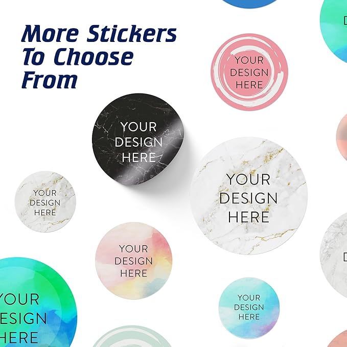 100 Custom Vinyl Stickers - Upload Your own Image, Text, Design, Logo - Personalized Logo Labels for Handmade, Packaging, Bottle, Jars, Candle, Brand Stickers (Black Marble, 6x6)