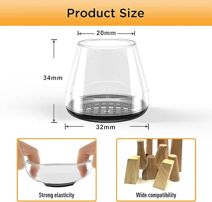 Furniture Sliders,24 PCS Chair Leg Sliders for Carpet, Furniture Movers Sliders, Carpet Chairs Furniture Glides, Floor Protectors, Carpet Moving Sliders Easily Move. (Clear, Fit:0.9-1.15")