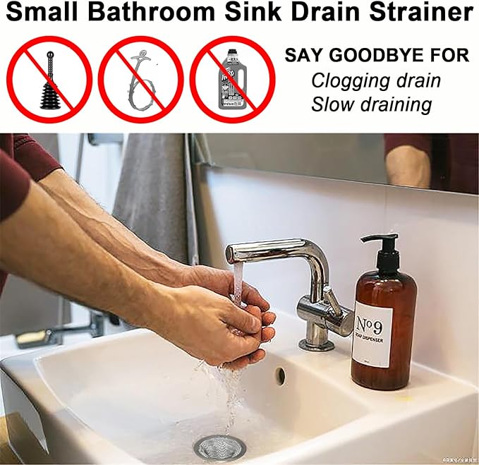 1.0" Bathroom Sink Drain Strainers, 6PCS Drain Hair Catchers for Laundry, Mop Pool, Utility, Slop, RV Sink, Stainless Steel Drain Filter