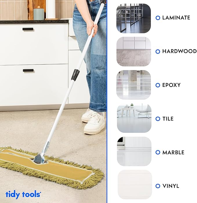 36 Inch Yellow Commercial Dust Mop & Floor Sweeper with Extendable Handle – Mop for Hardwood, Tile, and Concrete Floor Cleaning
