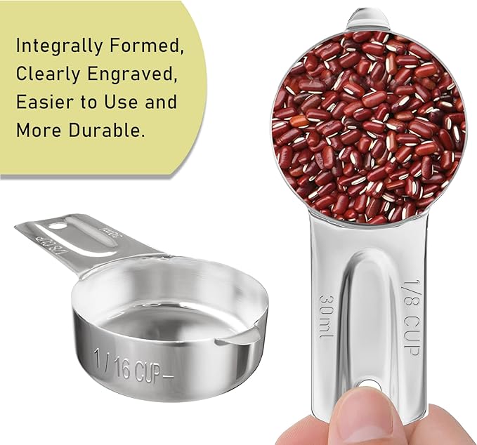 1PCS 1/8Cup (30ml, 1oz) Single Measuring Cup, Stainless Steel Measure Scoop, Metric and US Measurement, Dishwasher Safe