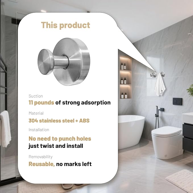 4 Pcs Suction Cup Hooks，No-Drill Suction Cup Hooks， Removable Hook，Towel Hook，Suction Hook for Shower,Bathroom, Bedroom, Glass Window
