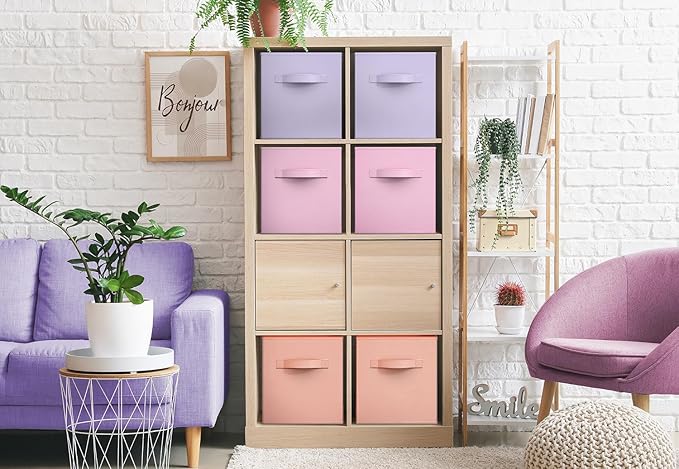 Sorbus Fabric Storage Cubes - 6 Foldable Storage Bins for Organizing Pantry, Cubbies, Toy Box - Clothes Storage & Closet Organizer - 13 Inch Collapsible Cube Baskets for Shelves with Handle