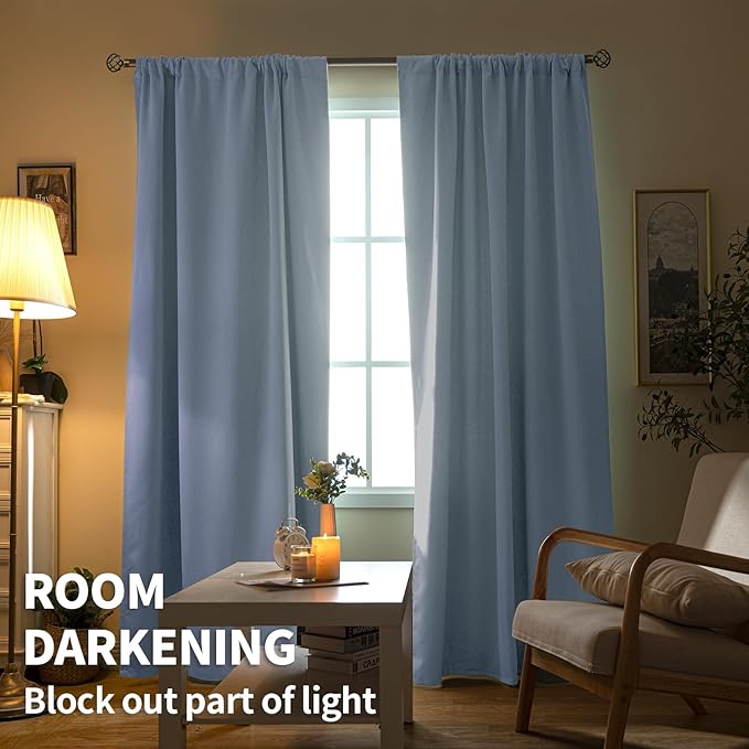 BGment Baby Blue Room Darkening Curtains 63 Inches Long for Kids Bedroom - Rod Pocket Thermal Insulated Blackout Curtain for Living Room, 42 x 63 Inch, 2 Panels