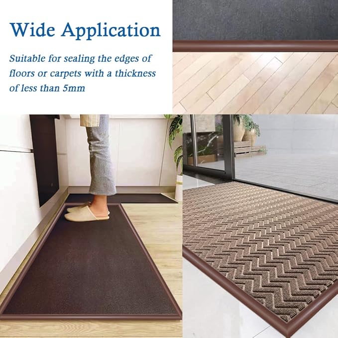 Floor Transition Strip Self Adhesive Carpet & Flooring Transitions Edging Trim Strip PVC Threshold Transitions Suitable for Threshold Height Less Than 5mm (6.56Ft, Brown)