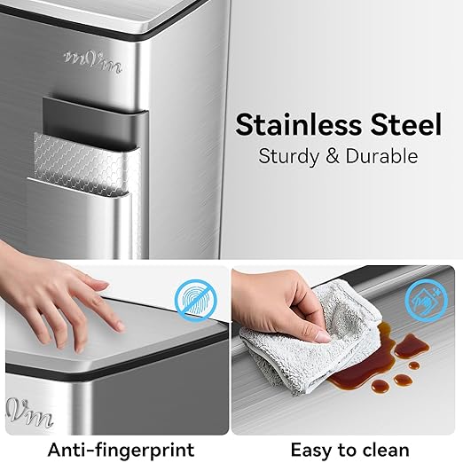 mVm 10.6 Gallon Kitchen Step Trash Can, Soft-Close and Foldable Foot Pedal Heavy Duty Bin for Offices Dorms Home Rooms (Gray)