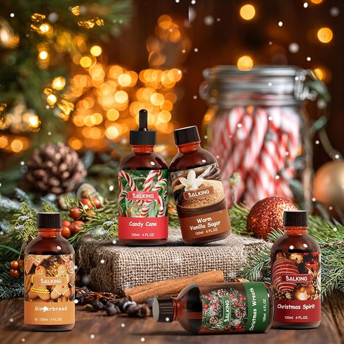 SALKING Christmas Wreath Fragrance Oil, 120ml (4 Fl Oz) Premium Essential Oils for Diffuser, Candle Scents for Candle Making, Soap Making Supplies, Diffuser Oil Scents, Holiday Gifts