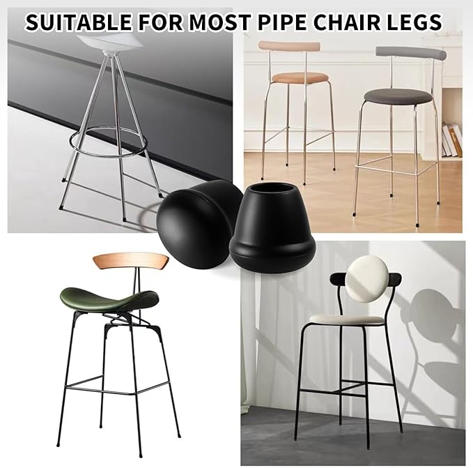 0.75 Inch Heavy Duty Rubber Chair Leg Caps - 24 PCS Non-Slip Furniture Floor Protectors with Metal Inserts for Wood, Tile, Carpet - Fits Chairs,Stools,Bar Stools