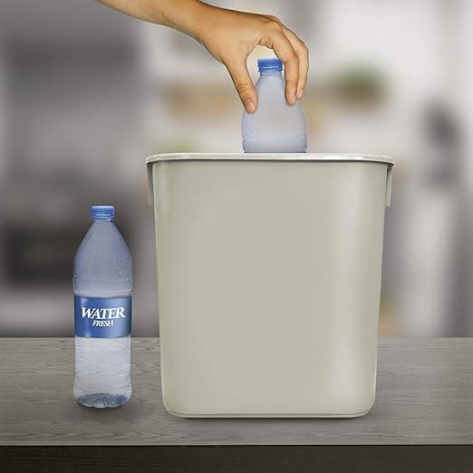 Acrimet Wastebasket, Deskside Bin, 3.25 Gallon/13 Quart/ 12 Liter (Plastic) (Light Gray Color) (Set of 4)