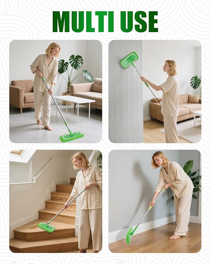 Reusable Wet Pads Refill for Swiffer Sweeper Mop, Dry Sweeping Cloths & Wet Mopping Cloths for Household Cleaning, Washable Microfiber Pads for Wood Floors, 6 Pack