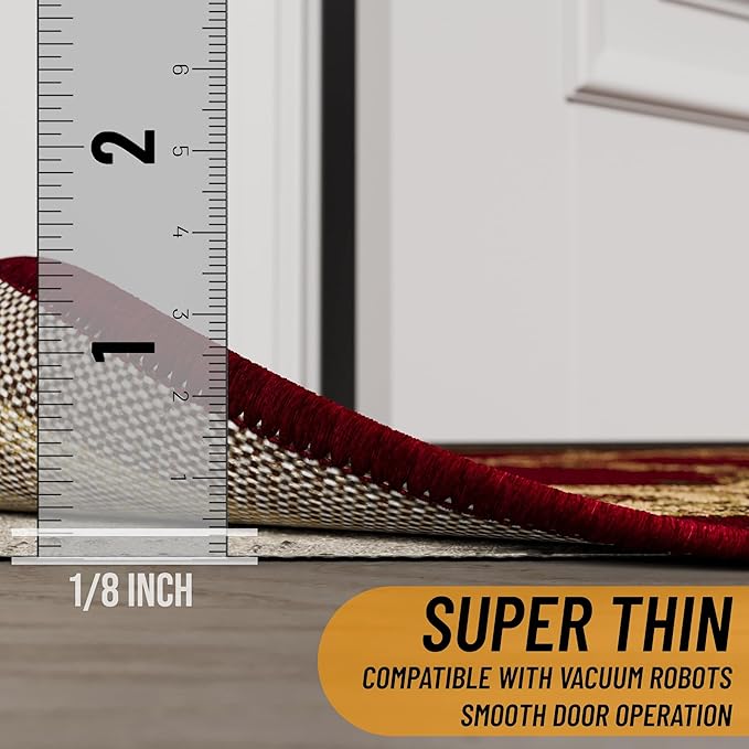 Ottomanson 2'7" x 7' Non-Slip Rug Pad Gripper 1/12 Inch Ultra Thin Dual Surface Felt + Rubber Gripper - Safe for All Floors, Cream