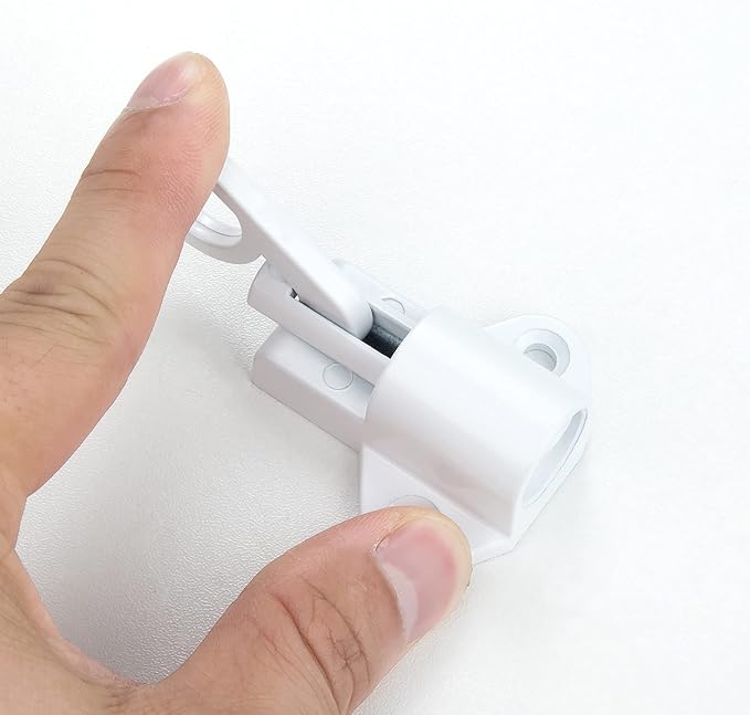 8 Packs Self-Closing Latches，White Spring Door Lock，Resilient Bolt Latch Aluminum Alloy Safety Automatic Spring Barrel Slide Door Lock with Screws,Used for Gate,Window and Cabinet etc